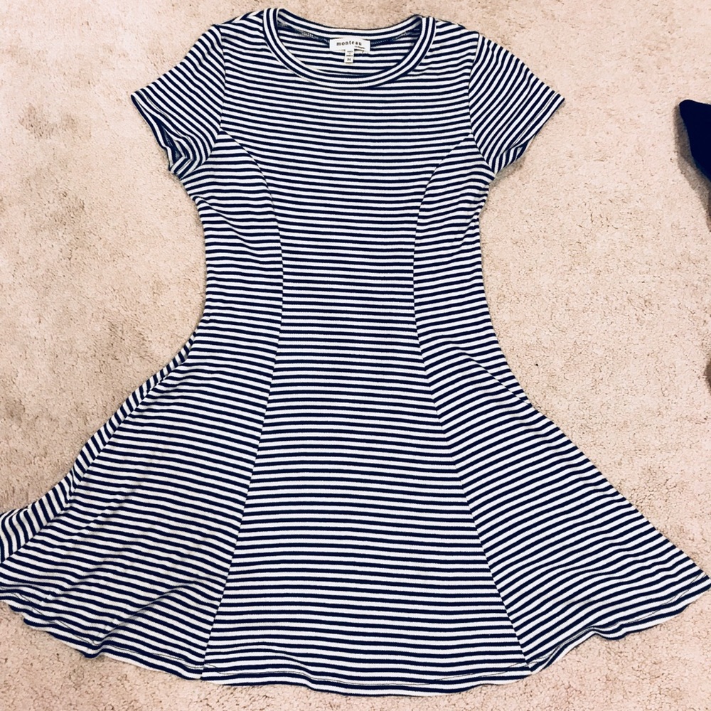 Cute Navy & White Striped Dress